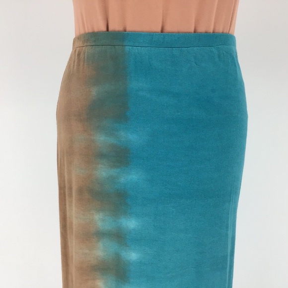 Laila Jayde Teal & Brown Slitted Maxi Skirt, Small - Picture 3 of 16